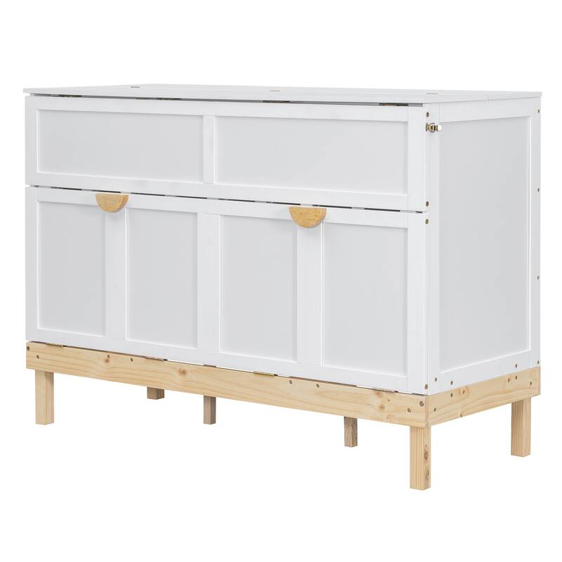 Queen Size Murphy Bed with Solid Pine Wood Legs by Harper&Bright Designs