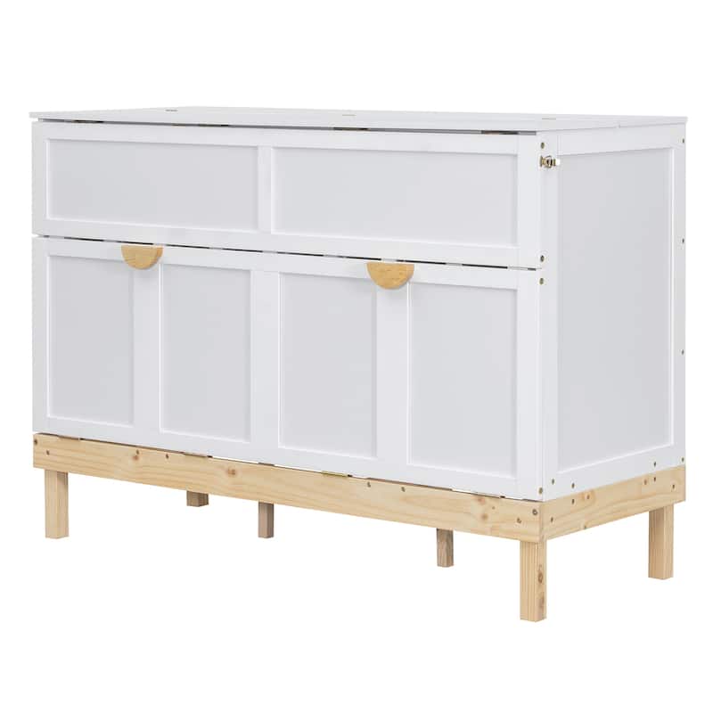 Queen Size Wood Murphy Bed with Storage Drawer and Dual-Mode Design