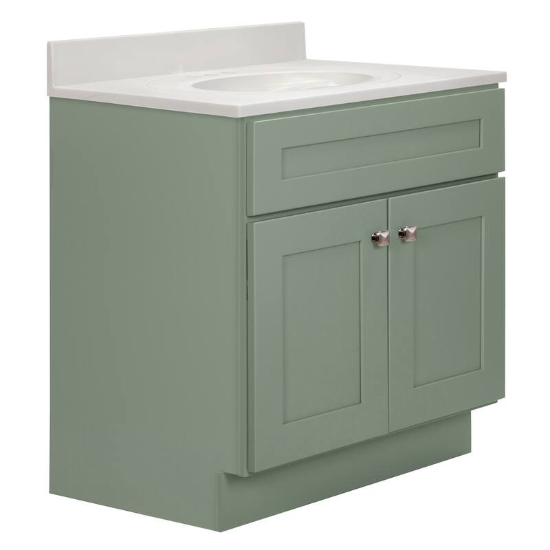 Brookings 31 Inch Assembled Bath Vanity with Ivory Swirl Top