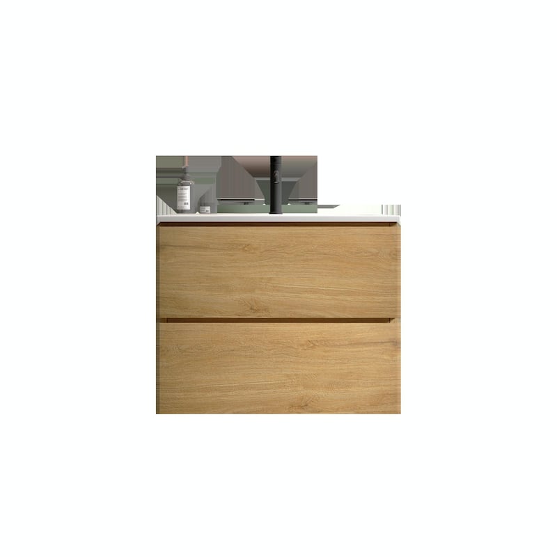 Wall-Mount 24" Bathroom Vanity with Ceramic Sink - One Faucet Hole