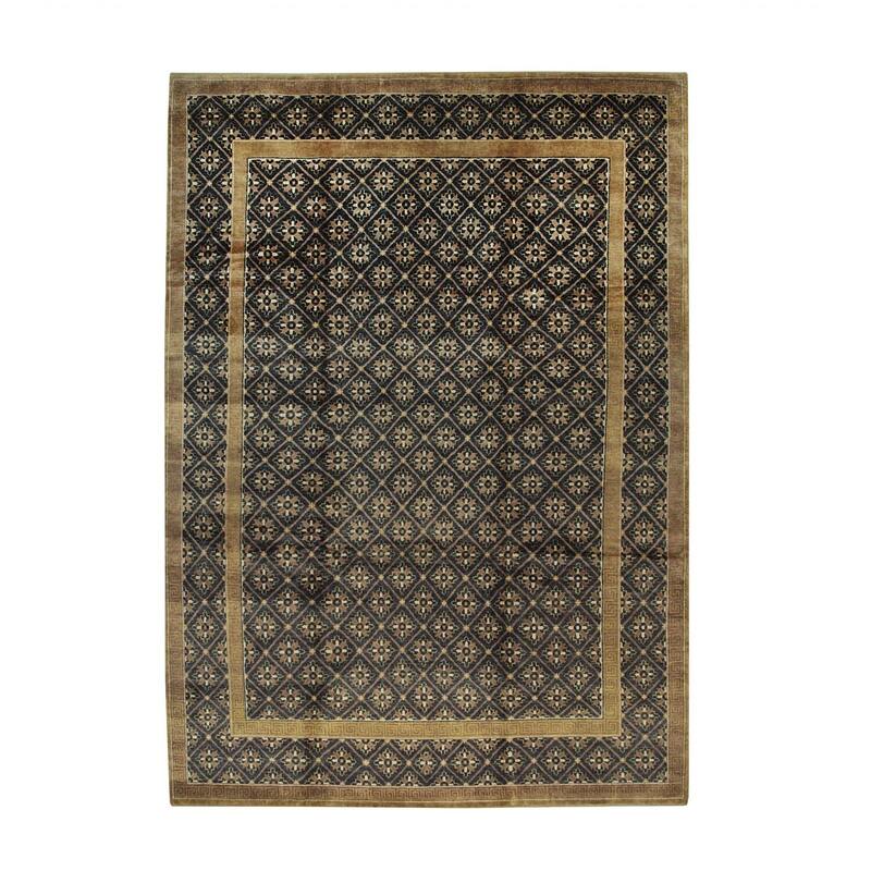Gray Handmade Wool Transitional Ningxia Rug, 8' x 10', soft stylish area accent - L