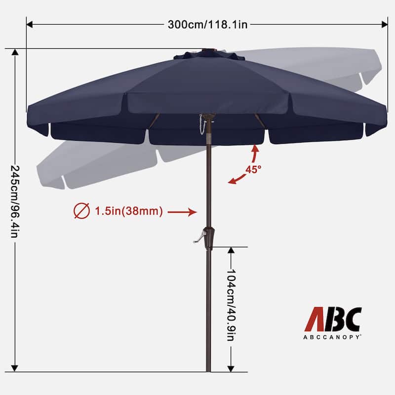 ABCCANOPY 10FT Outdoor Table Market Umbrella Tilt and Crank for Garden