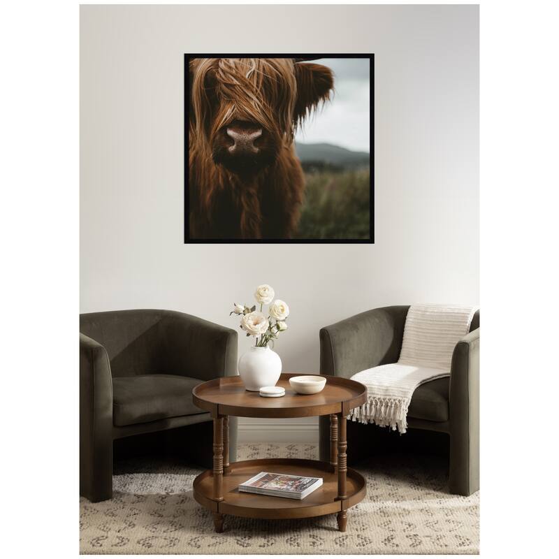 Kate and Laurel Close Up of Scottish Highland Cattle Baby SQ by Michael Schauer Framed Wall Art Print