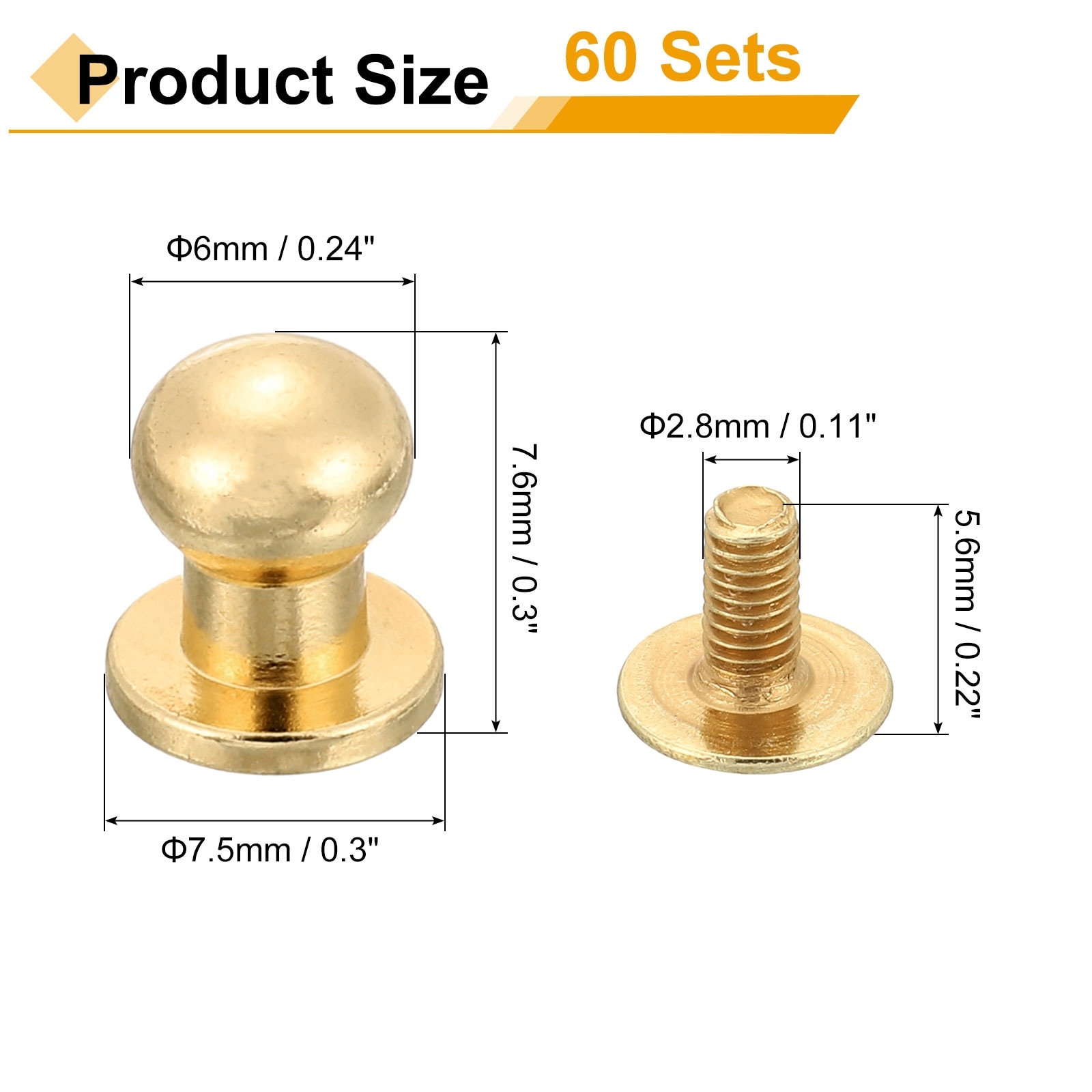 Chicago Screws Round Head Button Leathercraft Rivets for DIY Leather Crafting Decoration Handbag