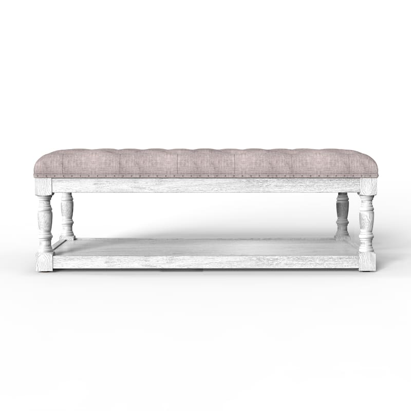 Tubbs 48-inch Tufted Cocktail Shelved Ottoman