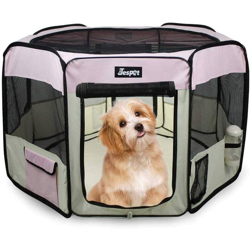 Jespet Soft-Sided Folding Dog & Cat Playpen - Pink - 36"