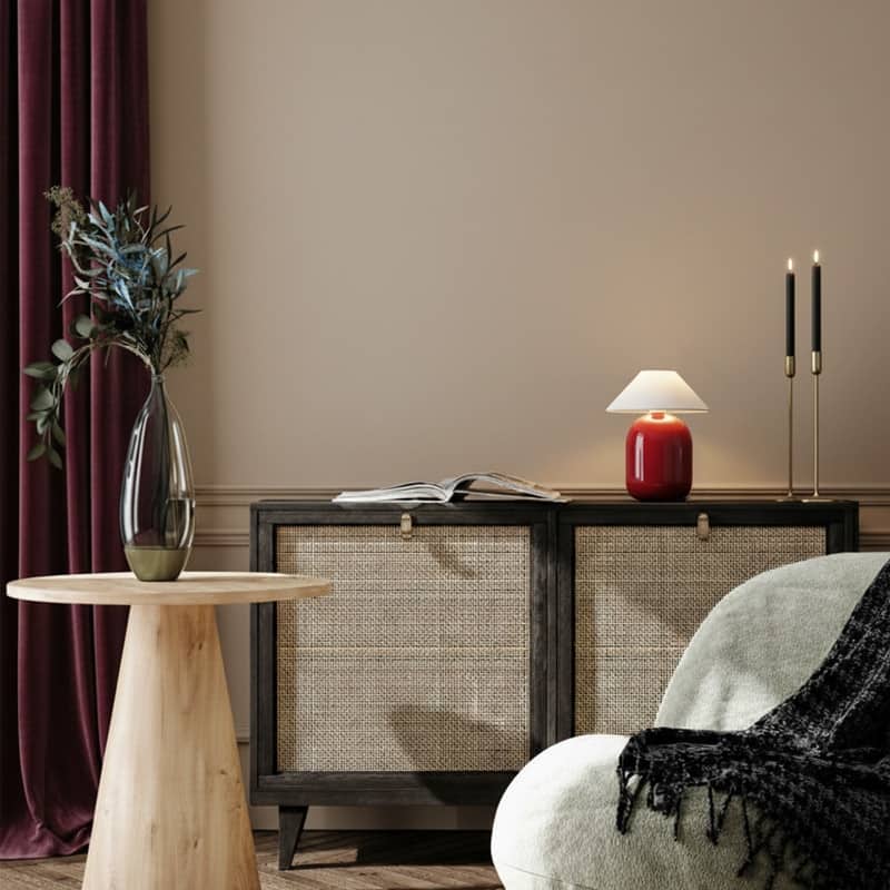 Ren LED 7.87 in Glossy Red Midcentury Modern Urn Dimmable Cordless Portable Rechargeable Bedside Nightstand Desk Lamp