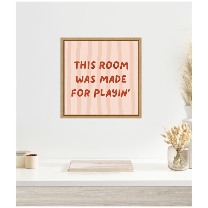 Kate and Laurel This Room Was Made For Playing Square by Laura Moss Framed Canvas Wall Art Print