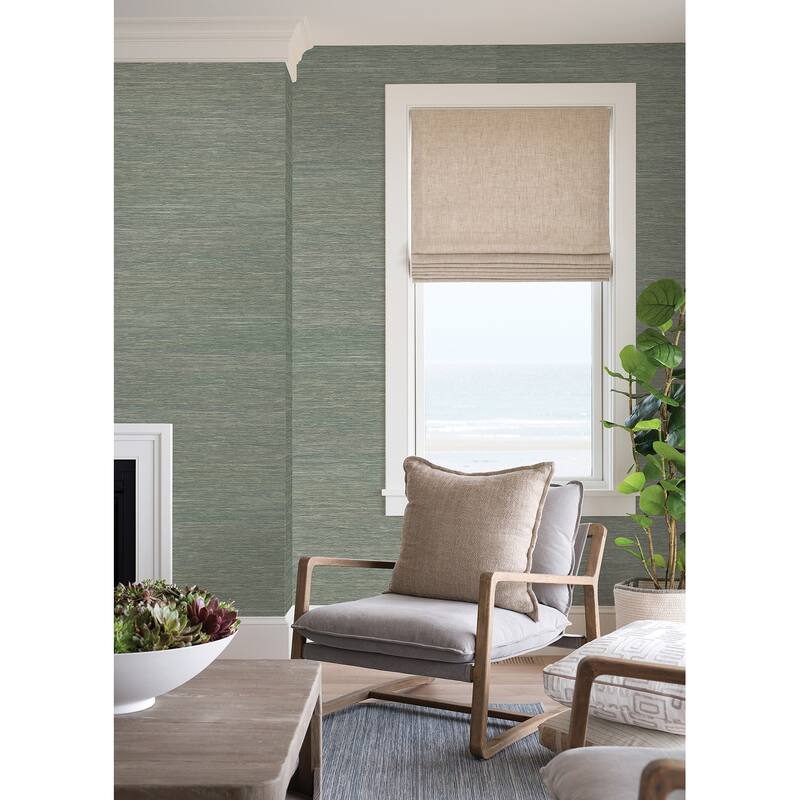 A-Street Prints Batad Green Grasscloth Wallpaper