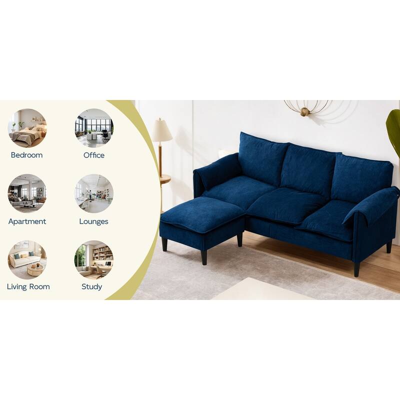 Convertible L-Shape Sofa Bed, Storage, Footstool, 3-Seater Multi-Space