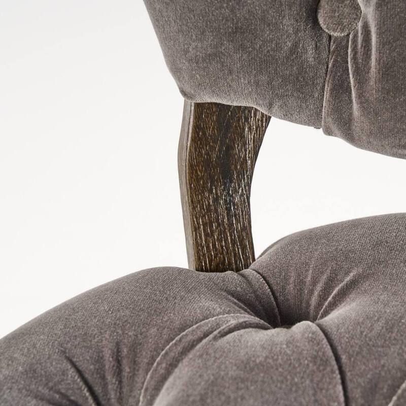 Roomfitters Tufted Accent Chairs Set of 2, Vintage Upholstered Dining Chairs with Curved Wood Legs, Grey Velvet