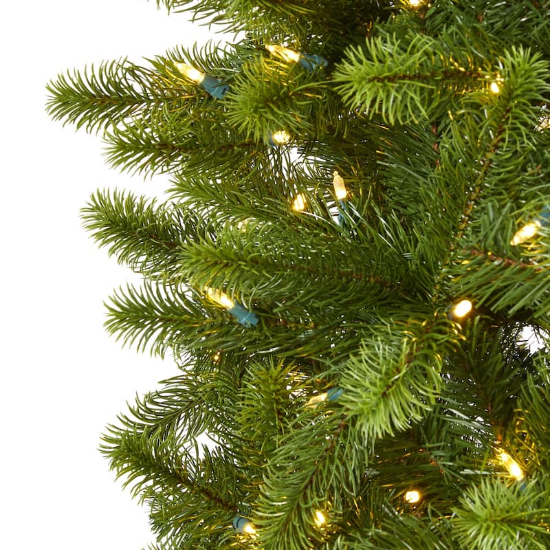 8ft. Slim Spruce Artificial Christmas Tree with 600 Warm White Lights, Instant Connect & 1294 Branches - Festive X-Mas Tree