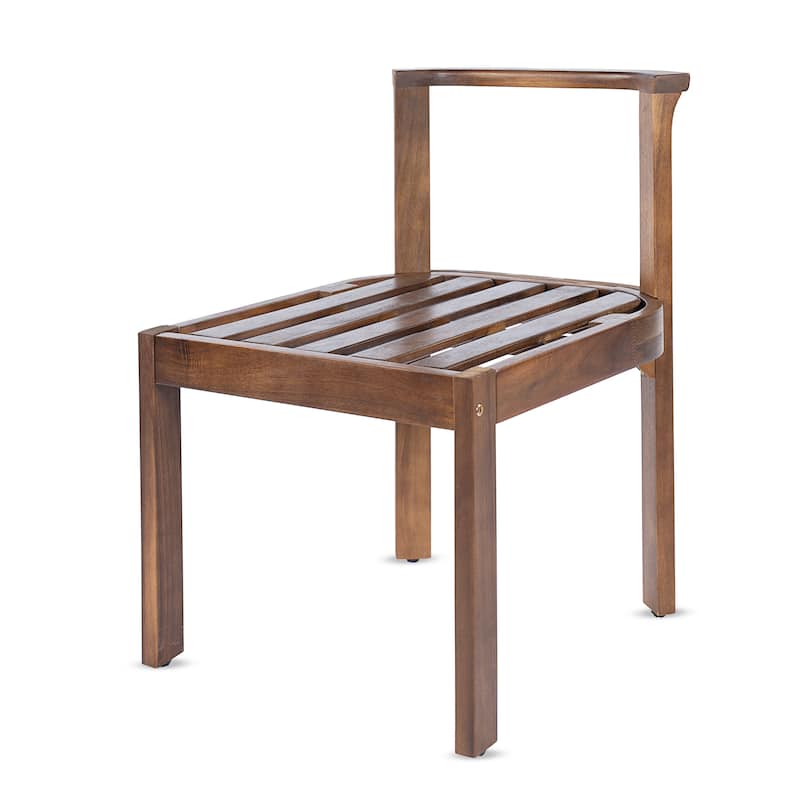 Christopher Knight Home - 5-Piece Outdoor Acacia Wood Dining Set with Sculpted Back Chairs & Slat Round Table