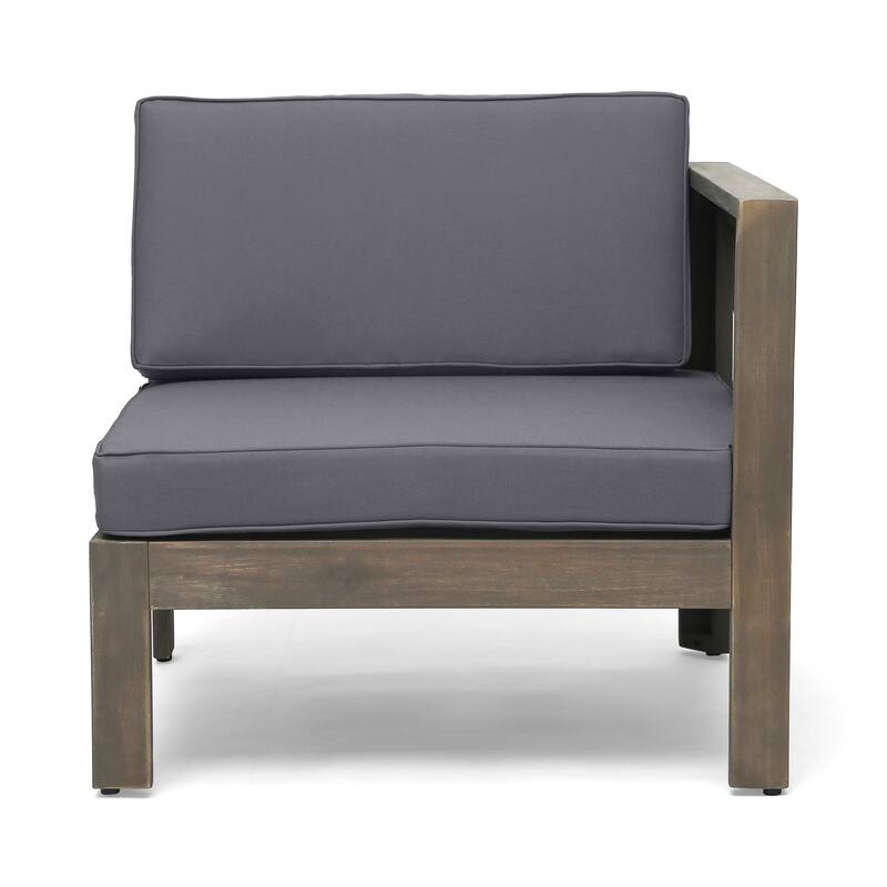 3 Piece Outdoor L-Shape Sofa Set, All-Weather Acacia Wood Conversation Furniture Set with Ottoman and Coffee Table