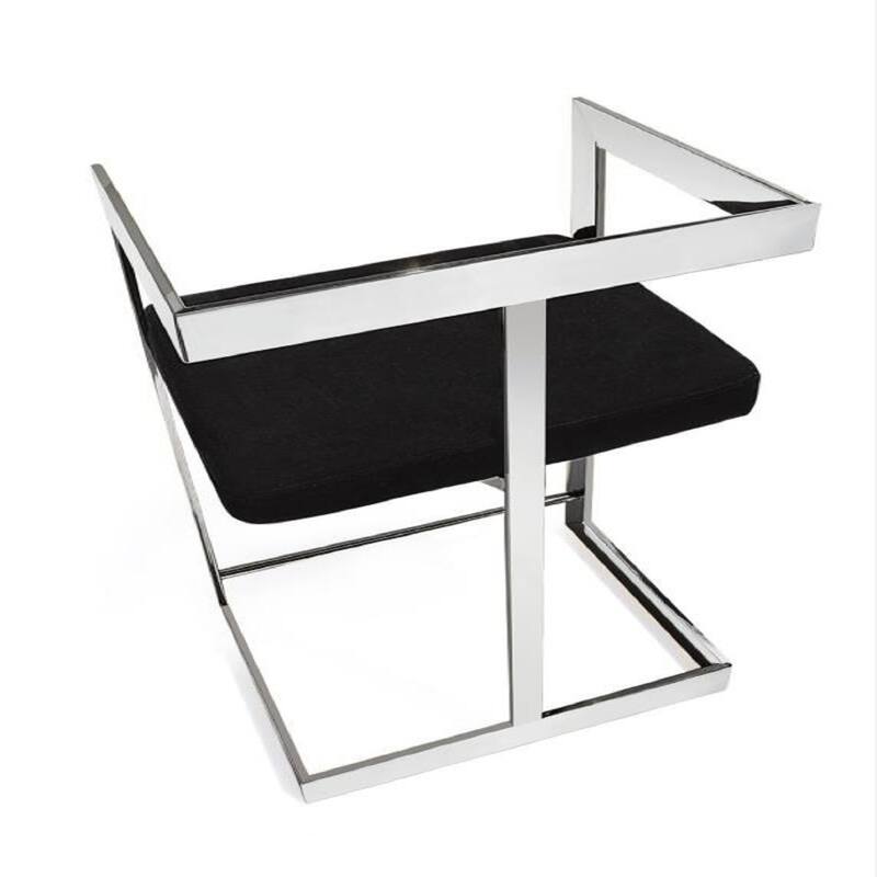 Velvet Stainless Steel Low Back Bar Chair with Armrests and Footrest