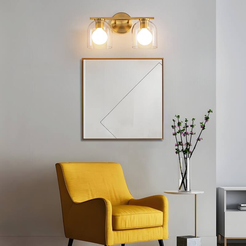 2/3/4-Light Dimmable Bathroom Vanity Light with Glass Shade - Matte Black
