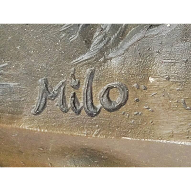 Elegant Bride And Groom On Imitative Horse Back Solid Bronze Sculpture By Milo Hand Made