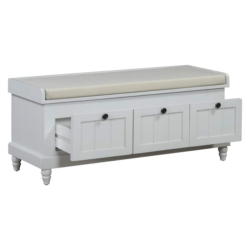 Shoe Bench with Lift Top Cushion Seat & Hidden Space, Entryway Shoe Storage Bench with 3 Drawers, Bedroom End of Bed Bench