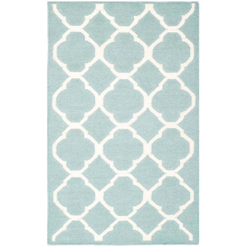 SAFAVIEH Handmade Flatweave Dhurries Potita Modern Moroccan Wool Rug - 2'6" x 4' - Blue/Ivory