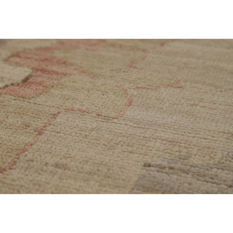 Hand Knotted Oriental 100% Wool Carpet Transitional All-Over Beige & Ivories Oushak Area Rug - 11' 10'' X 8' 11''