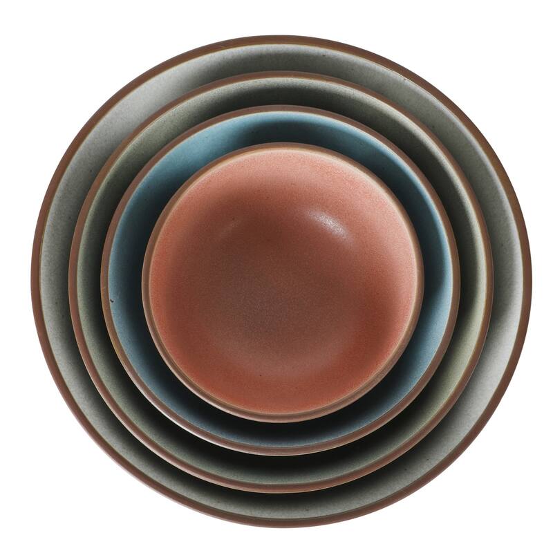 Gibson Elite William Crest 4 Piece Nesting Bowl Set, Stoneware Reactive Glaze, 5", 6.25", 7.5", 9", Prep & Serving Bowls