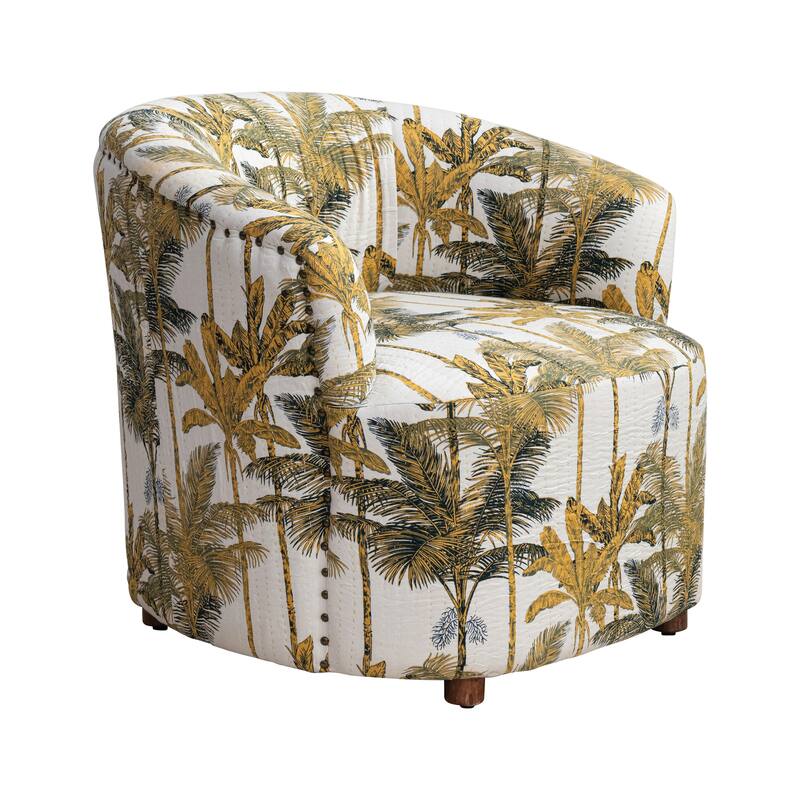 Cotton Voile Upholstered Printed Chair - 30.0"L x 30.0"W x 27.5"H