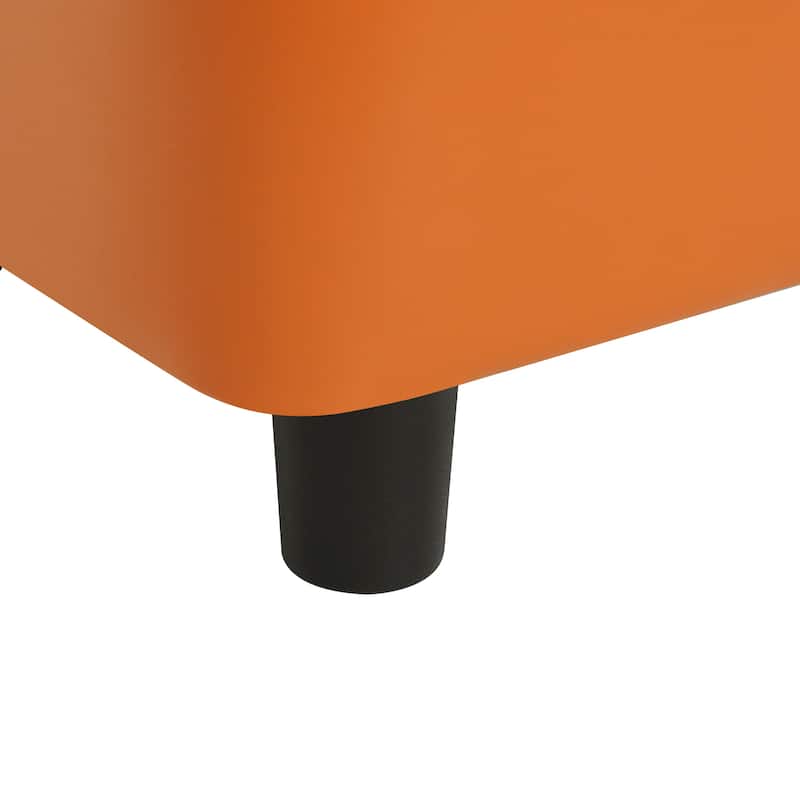 Adeco 16" Faux Leather Storage Ottoman Small Footstool