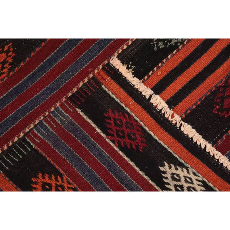 Hand Woven Oriental 100% Wool Carpet Southwestern Tribal Multi-Colored Kilim Area Rug - 9' 7'' X 6' 3''