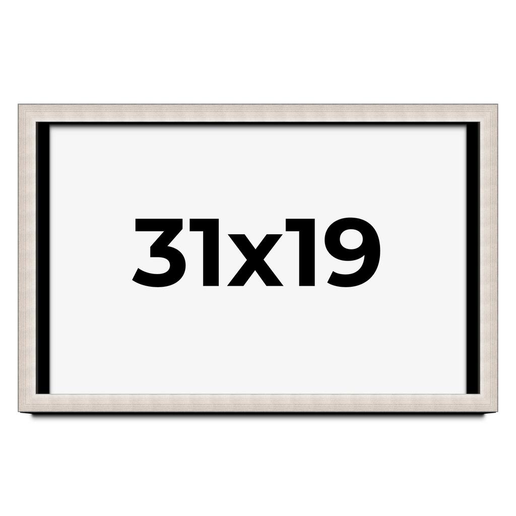 31x19 Shadow Box Frame Silver Real Wood Contemporary Shadowbox Display Frame UV Acrylic Front Acid Free Backing and Hardware