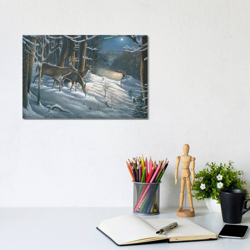 iCanvas "The Old Days Whitetail Deer" by Anderson Art Canvas Print - 8x12x0.75