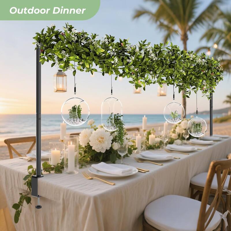 Walensee Over The Table Rod Stand with Clamps Adjustable 28"-43.5" Tall Table Arch Hanging for Wedding Party Decorations