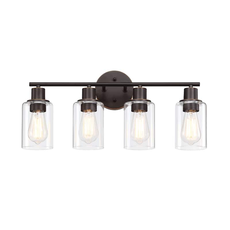 4-Light Clear Glass Shade Dimmable Bathroom Vanity Lights Wall Sconces