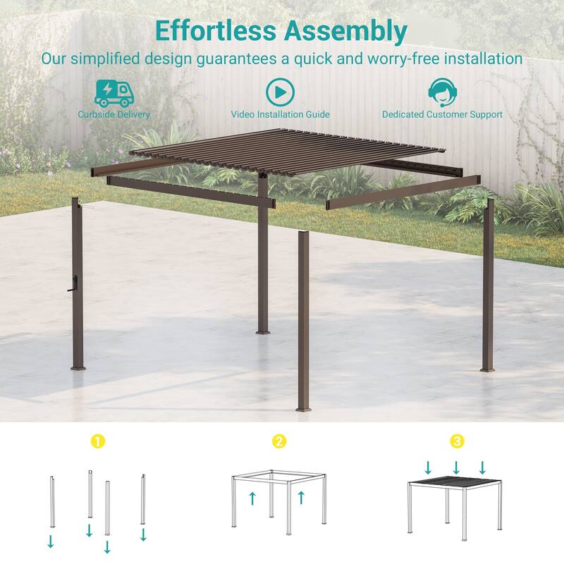Aluminum Steel Pergola, Outdoor Pergola with Adjustable Roof