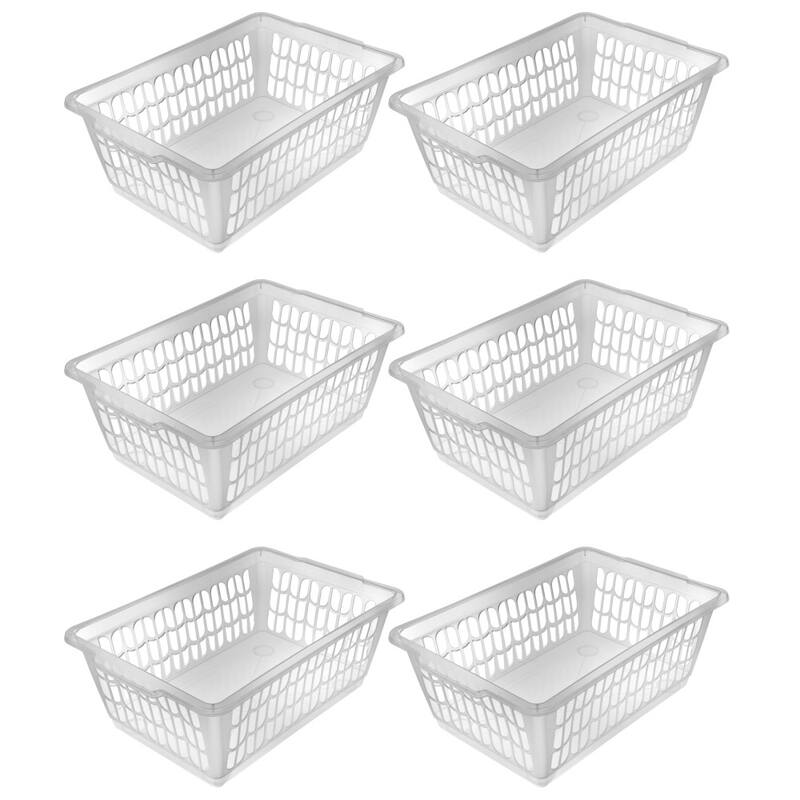 Small Plastic Storage Basket for Organizing Kitchen Pantry, Pack of 6 - Clear