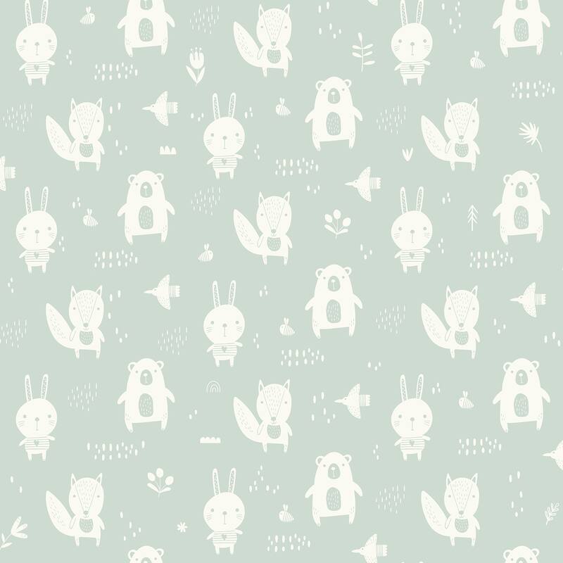 Chesapeake Bitsy Mint Woodland Wallpaper - 20.9 x 396 x 0.025