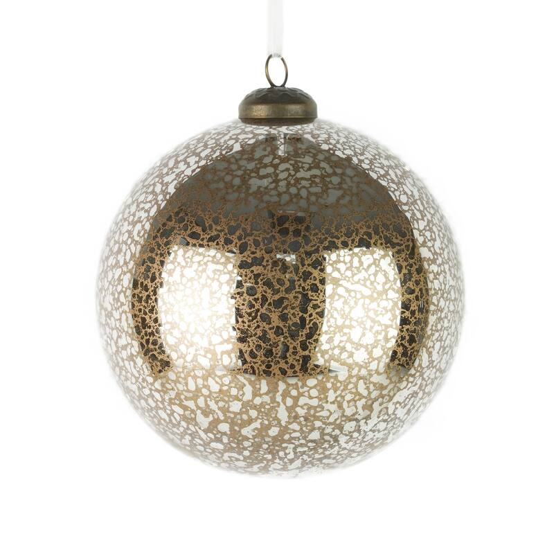Mercury Glass Ornament 120mm Set of 3 - Antique Silver Color