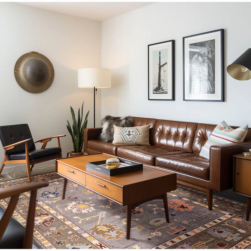 ECARPETGALLERY Hand-knotted Modern Oushak Grey Wool Rug - 8'9 x 11'11