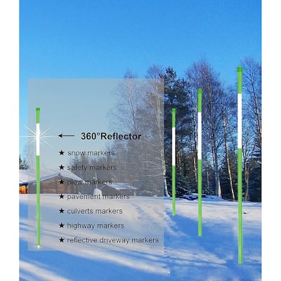 Agfabric 48 in. Hollow Driveway Markers 5/16 in. Dia Driveway Poles for Easy Visibility at Night Reflective, Green (20-Pack)