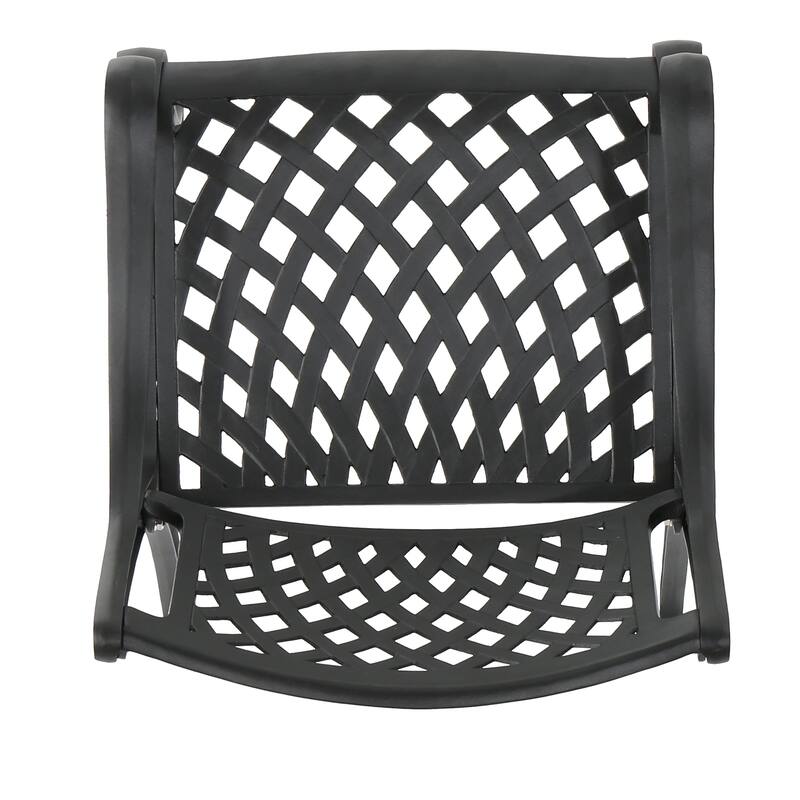 Roomfitters 5-Piece Cast Aluminum Outdoor Dining Set with Lattice Chairs, Durable Weather-Resistant Design, Black