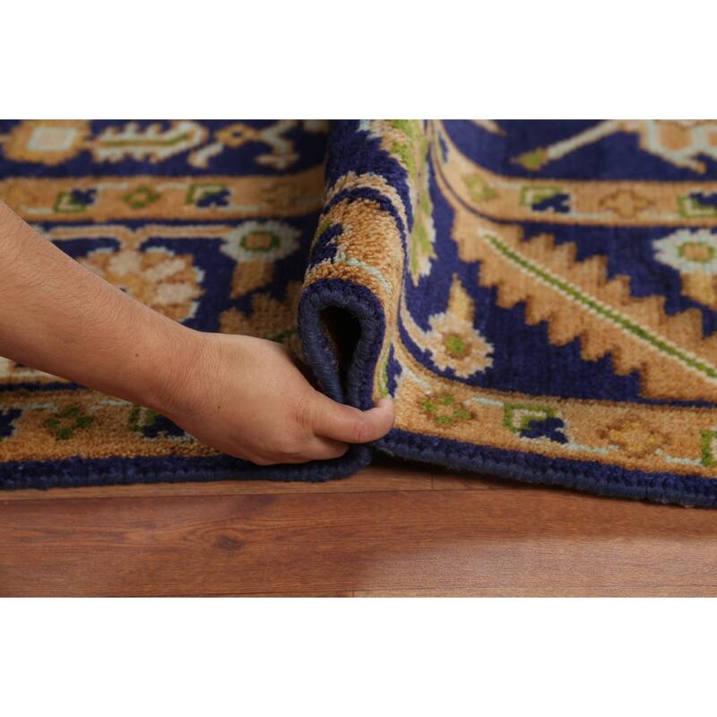 All-Over Blue Oushak Oriental Area Rug Handmade Wool Carpet - 7'11"x 9'9"