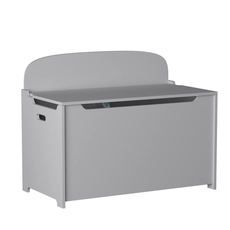 30" Kids Wooden Toy Box/Bench with Safety Hinged Lid