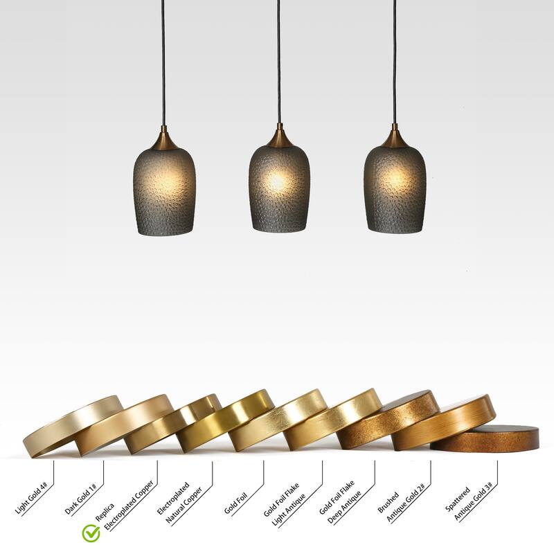 Modern Farmhouse 3-Light Island Chandelier with Gray Glass Shades for Kitchen Island Dining Room - W28" x H70.3" Max