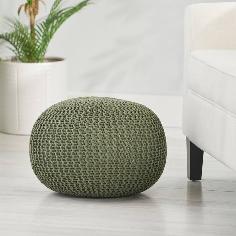 Abena Knitted Cotton Pouf by Christopher Knight Home