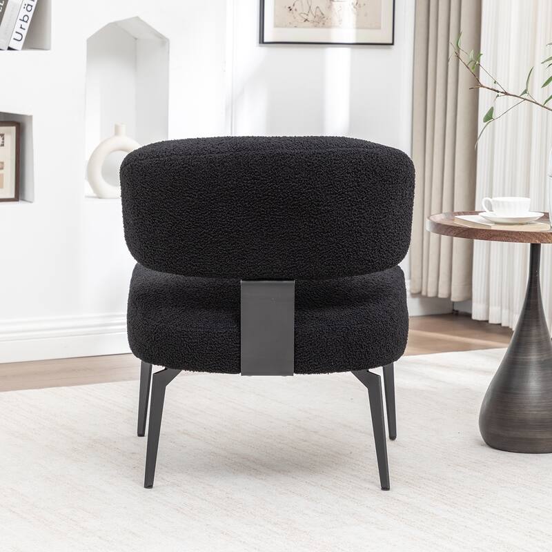 SEYNAR Modern Armless Faux Sherpa Accent Chair with Metal Legs