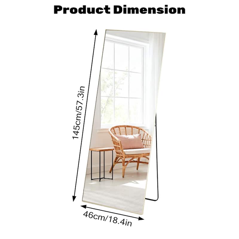 Full Length Mirror with Stand, Floor Mirror with Frame, Full Body Mirrors, Free Standing or Wall-Mounted Mirrors for Living Room
