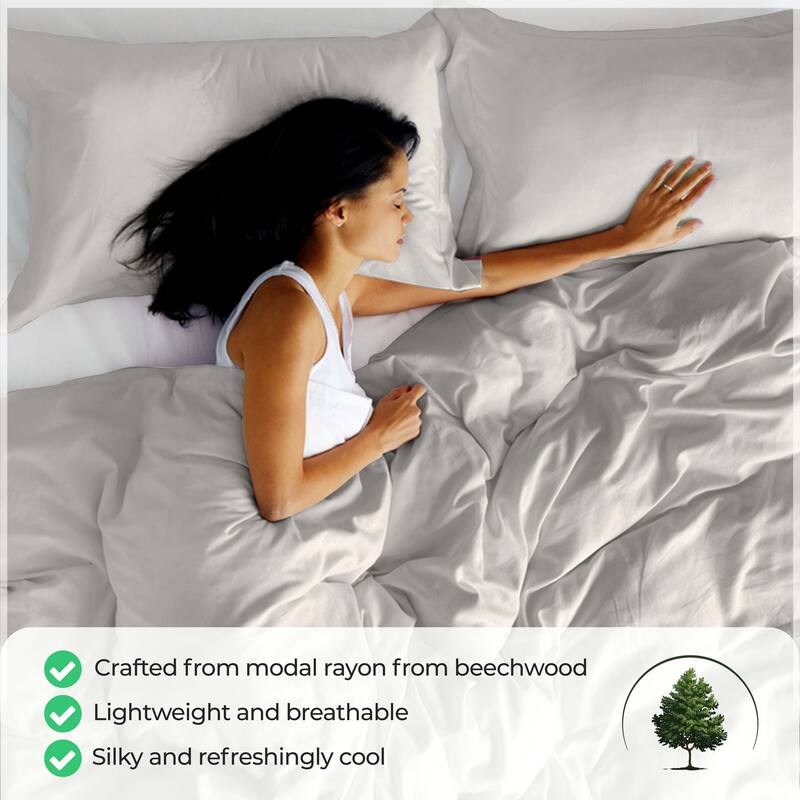 Superior Modal From Beechwood 400 Thread Count Solid Duvet Cover Set