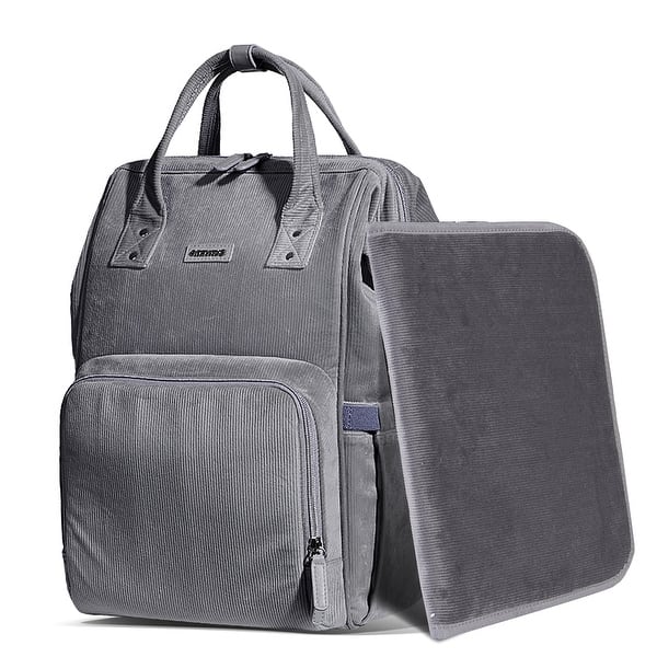 slide 2 of 17, Sunveno Corduroy Diaper Backpack Grey