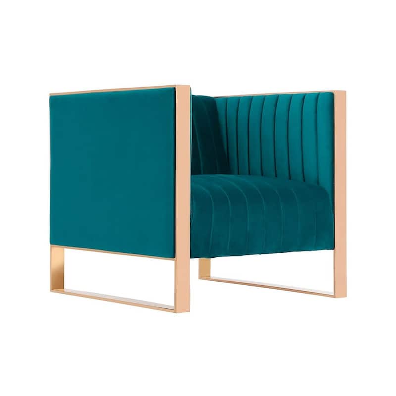Manhattan Comfort Trillium Rose Gold Velvet Accent Chair