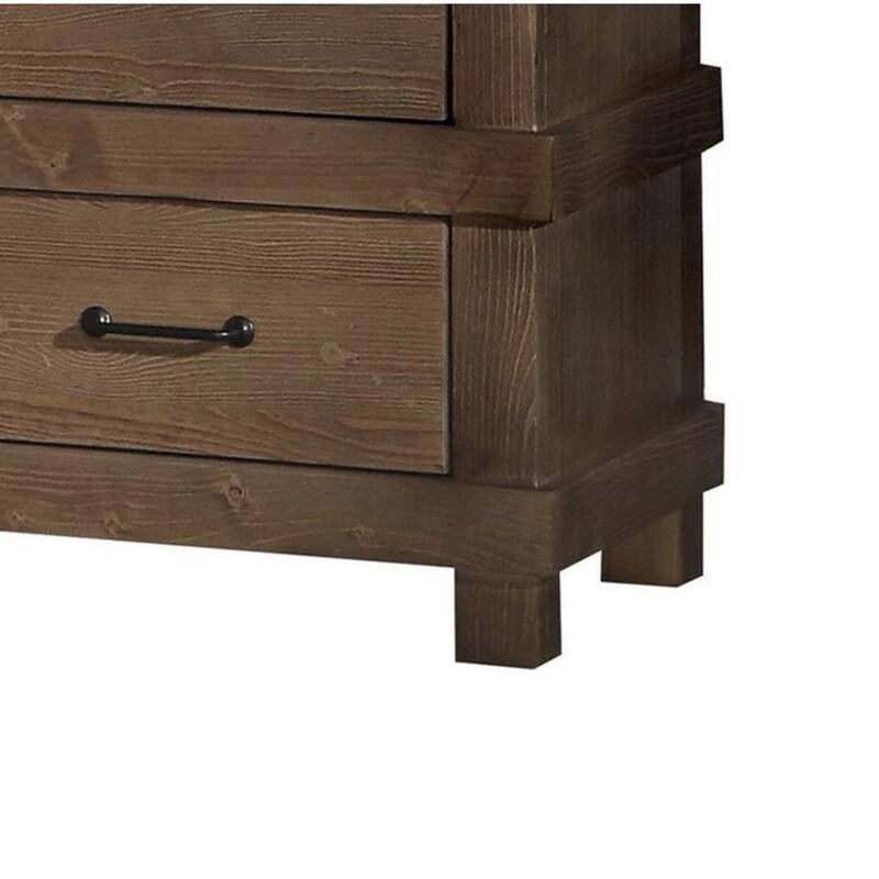 Antique Oak Finish Nightstand with Two Spacious Drawers