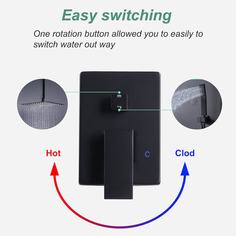 WOWOW 8-Spray Dual Shower Head and Handheld Shower Head Wall Mounted - 10-inch